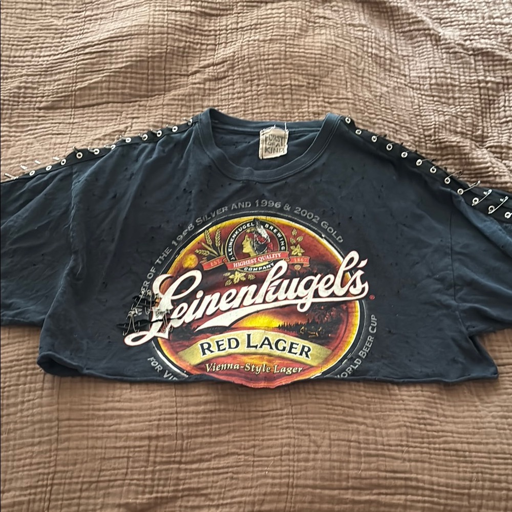 Custom Vintage Furst of a Kind Micro Cropped Leinenkugel’s Tee